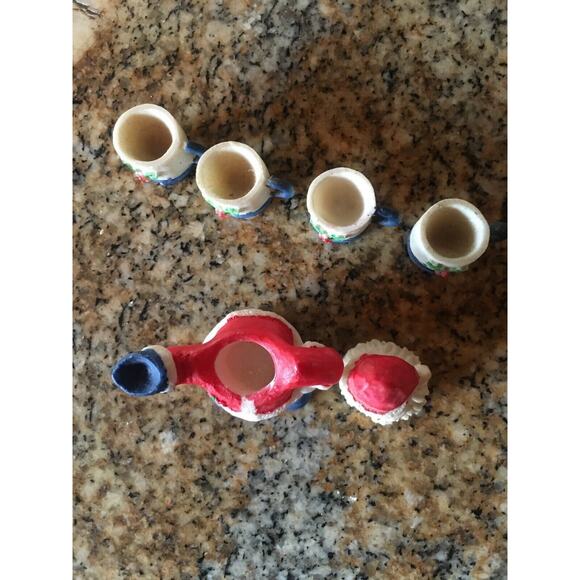 Miniature Santa Claus Christmas Xmas Sleigh Winter Tea Set Vintage - Picture 11 of 11